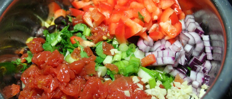 Salsa ingredients in a bowl